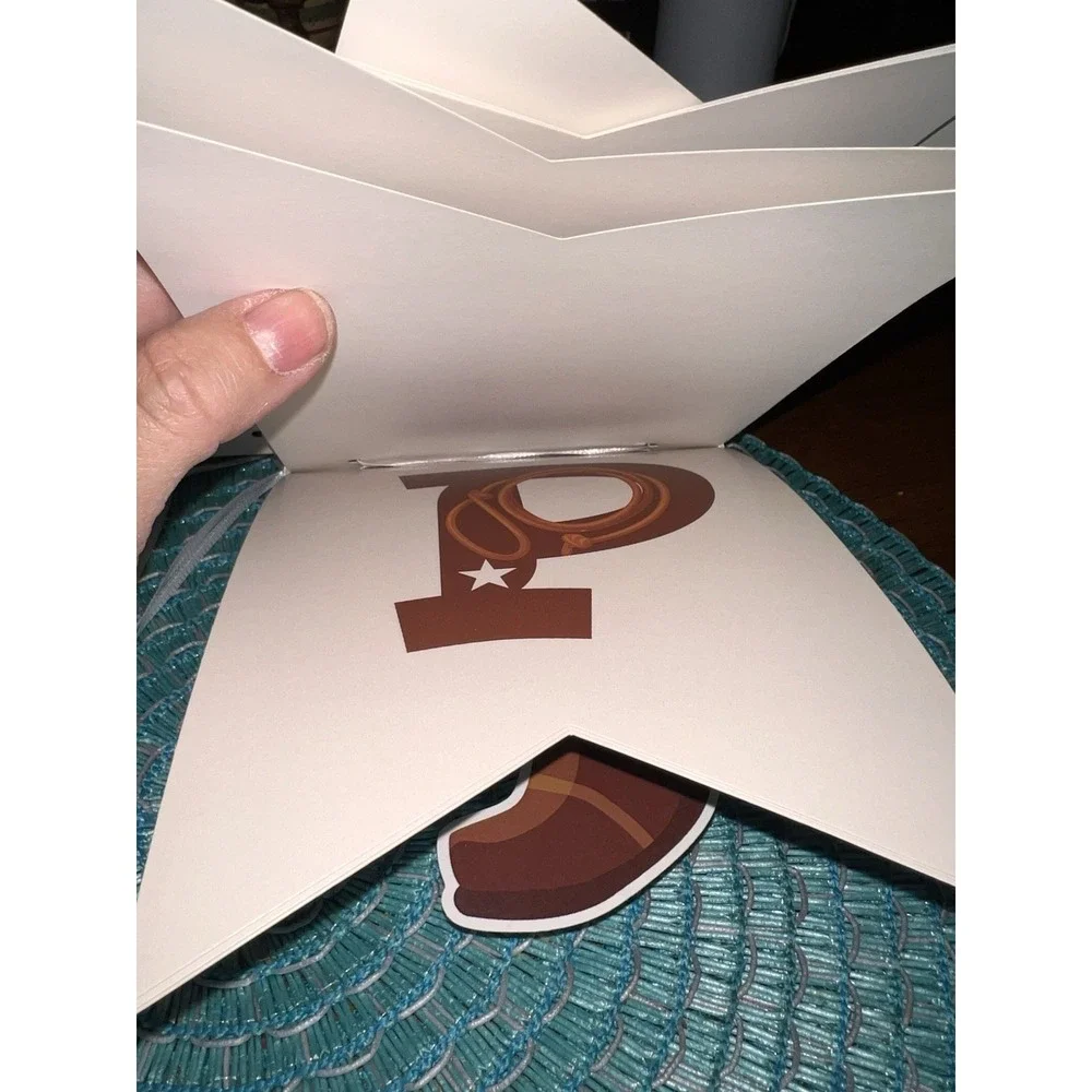 Retro Western Cowboy Happy Birthday Banner Pre-Strung Wild West Party Decoration